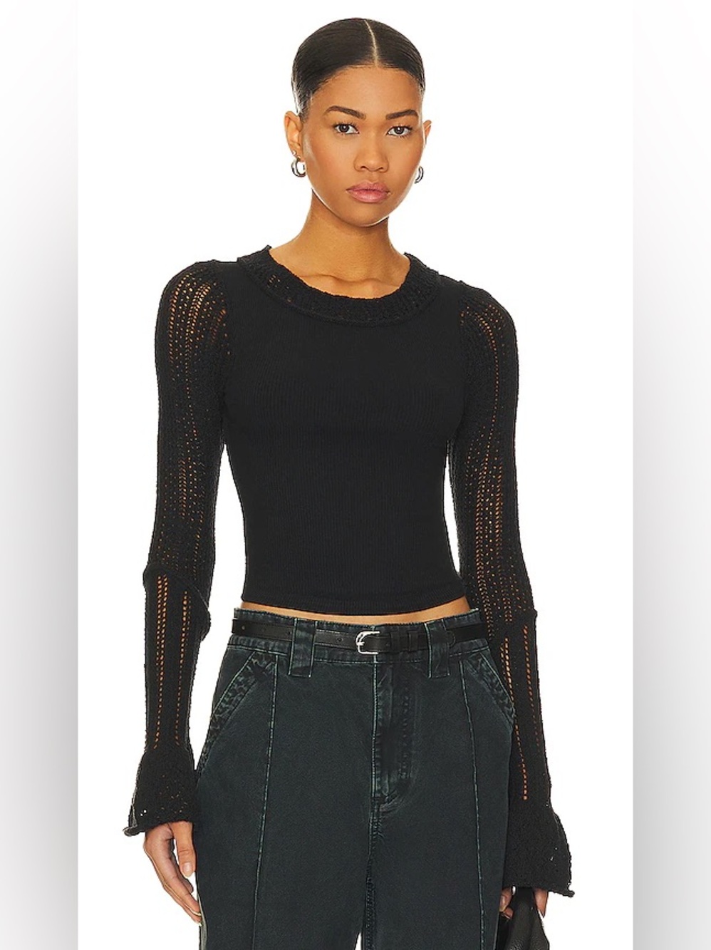 Like New! Revolve Free People Y2K On Trend Grunge Baddie Knit Long Sleeve Top